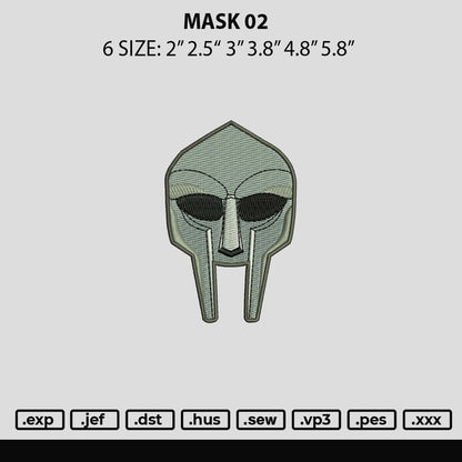 Mask 02 Embroidery File 6 sizes