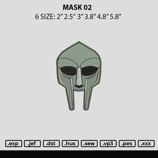 Mask 02 Embroidery File 6 sizes