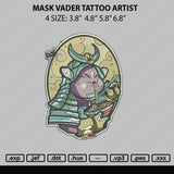 Mask Vader Tattoo Artist Embroidery File 4 size