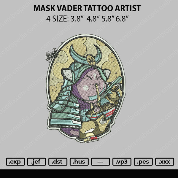 Mask Vader Tattoo Artist Embroidery File 4 size