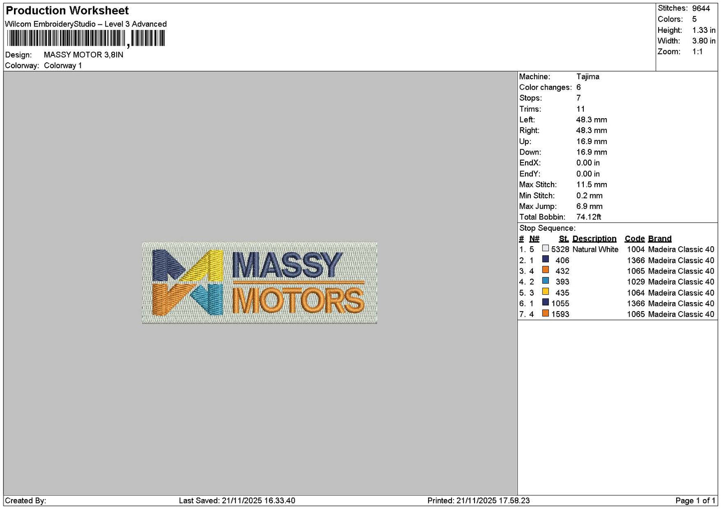 Massytext Embroidery File 6 sizes
