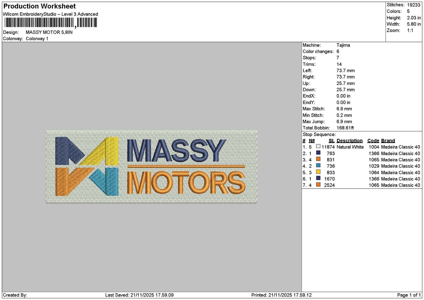 Massytext Embroidery File 6 sizes