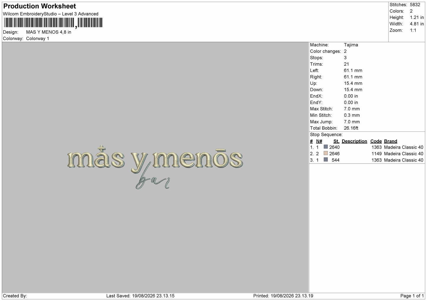 Menostext Embroidery Machine Design File 6 sizes
