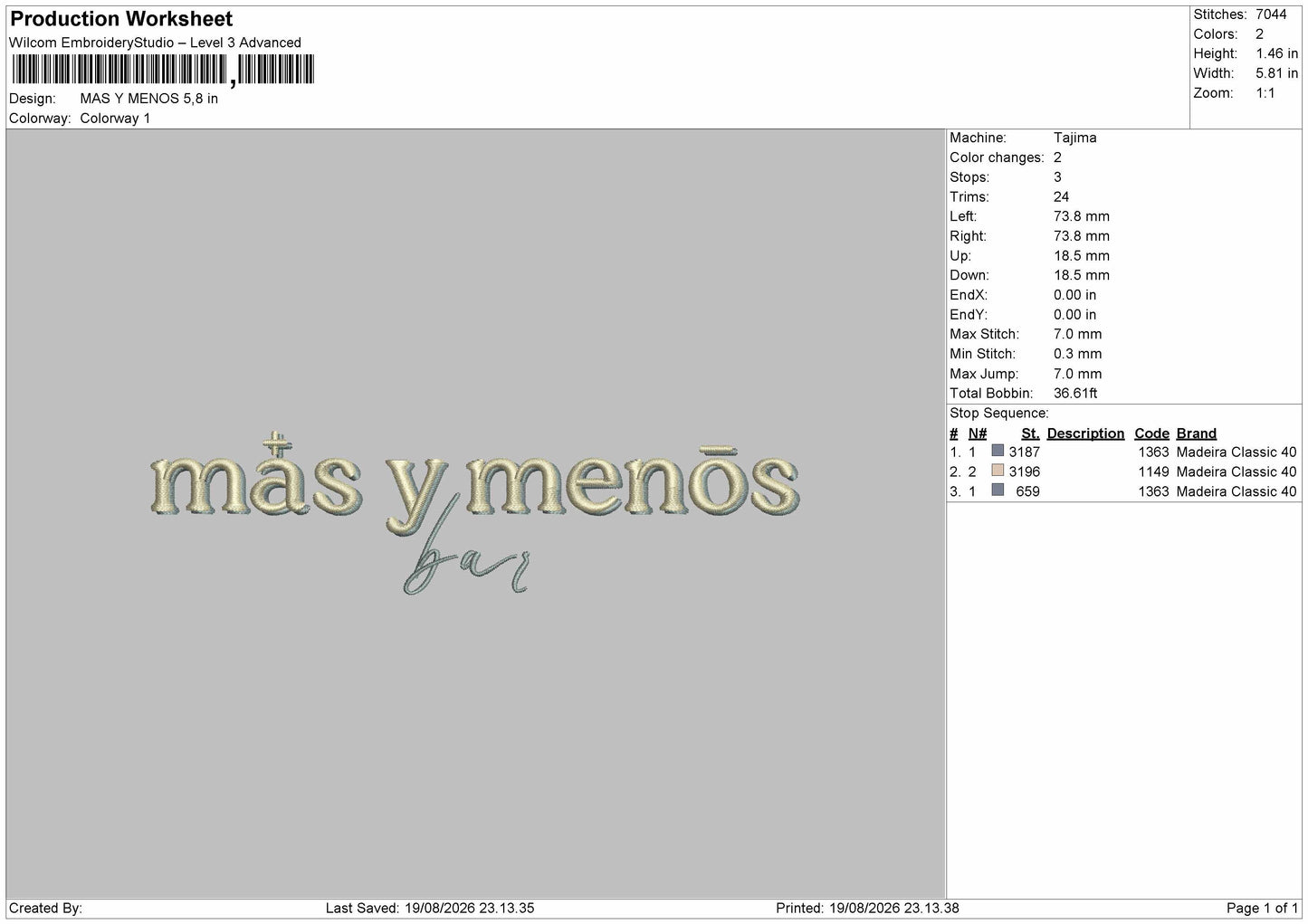 Menostext Embroidery Machine Design File 6 sizes