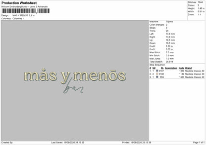 Menostext Embroidery Machine Design File 6 sizes