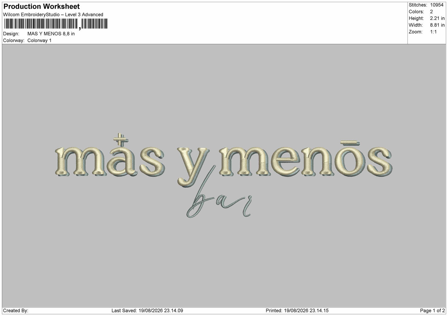 Menostext Embroidery Machine Design File 6 sizes