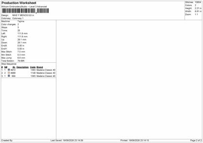 Menostext Embroidery Machine Design File 6 sizes