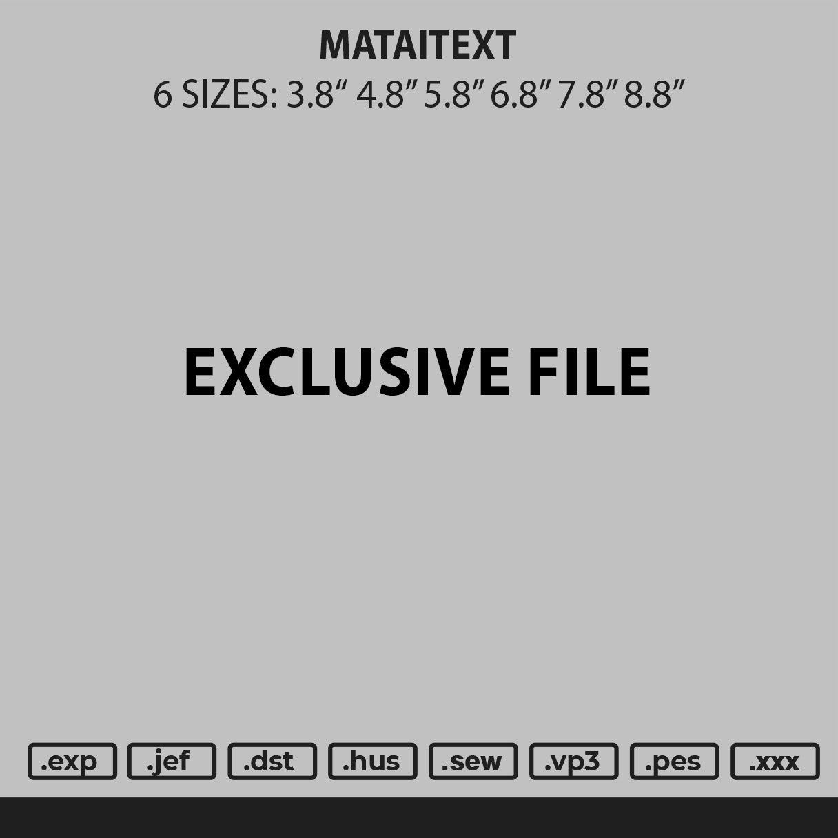 Mataitext Embroidery Machine Design File 6 sizes