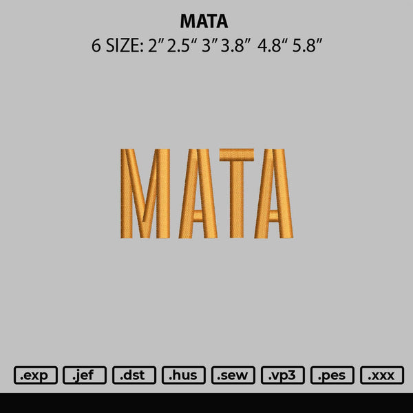 Mata Embroidery File 6 sizes