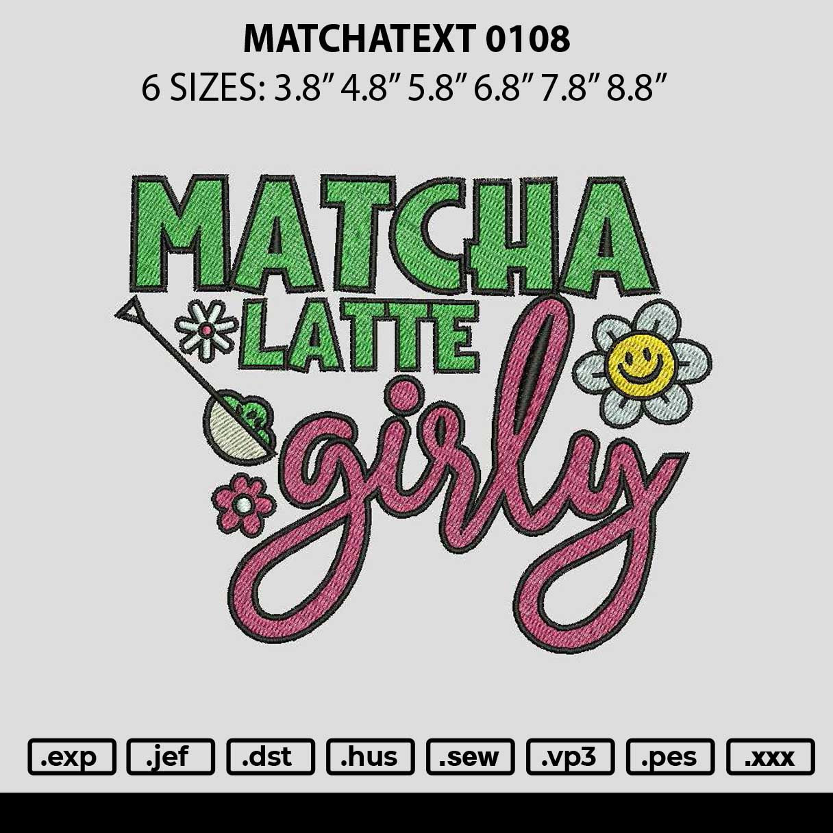 Matchatext 0108 Embroidery File 6 sizes