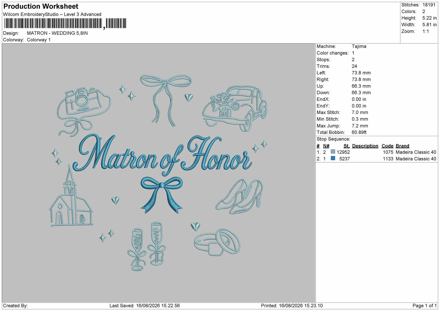 Matron Text 1608 Embroidery Machine Design File 6 sizes