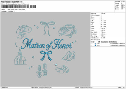 Matron Text 1608 Embroidery Machine Design File 6 sizes