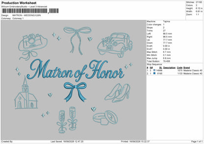 Matron Text 1608 Embroidery Machine Design File 6 sizes