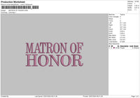 Matron Text Embroidery File 6 sizes