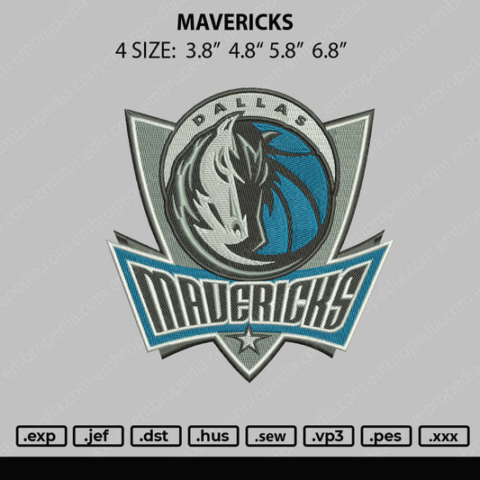 Mavericks Embroidery File 4 size