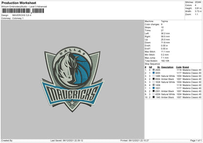 Mavericks Embroidery File 4 size