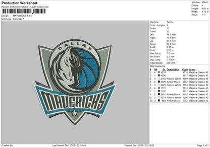 Mavericks Embroidery File 4 size