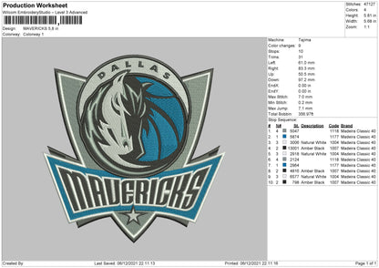 Mavericks Embroidery File 4 size