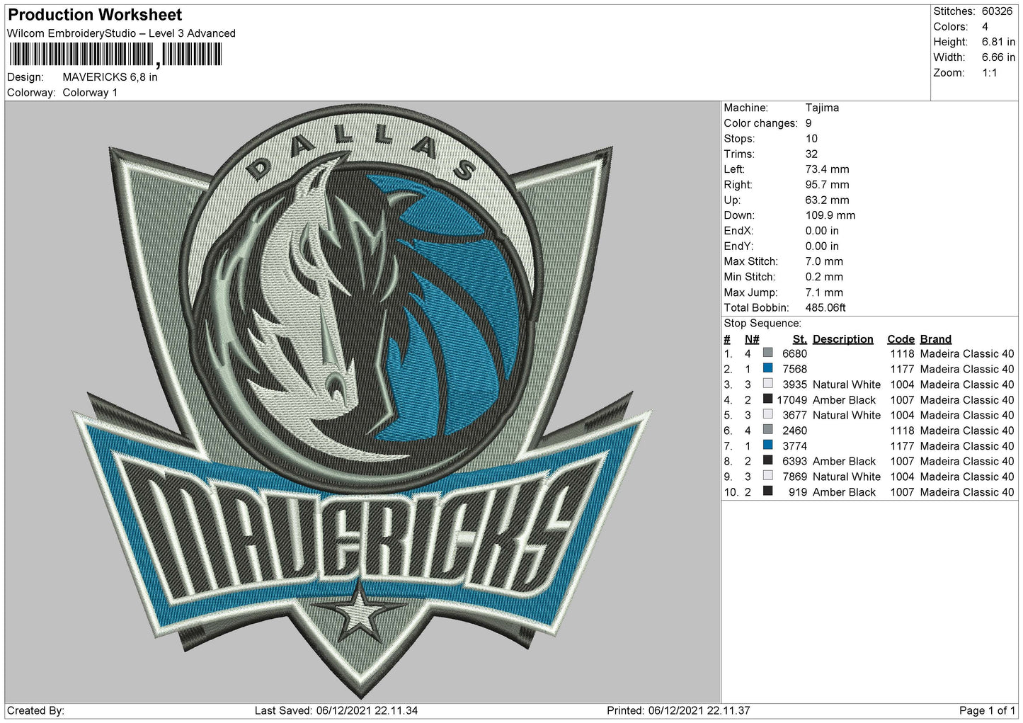 Mavericks Embroidery File 4 size