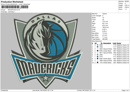 Mavericks Embroidery File 4 size