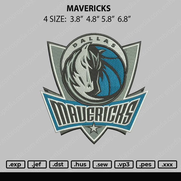 Mavericks Embroidery File 4 size