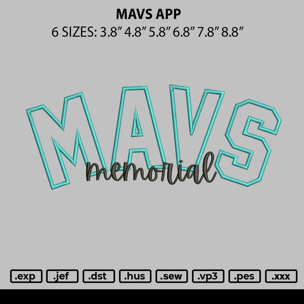 Mvs App Embroidery File 6 sizes