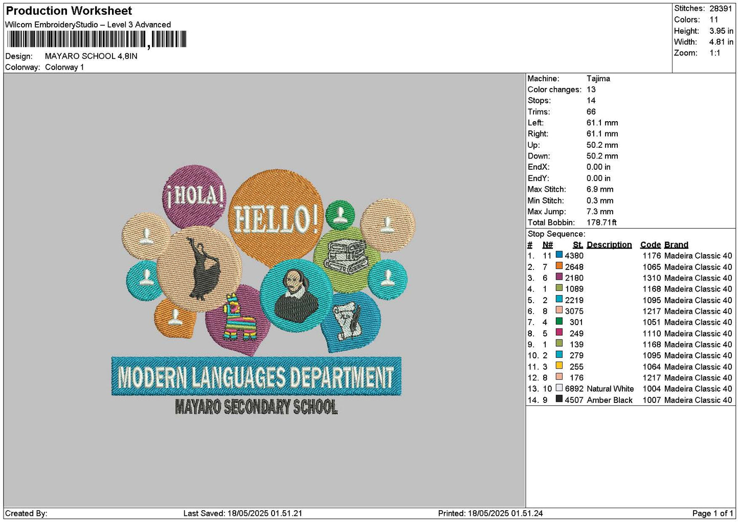 Mayarotext Embroidery File 6 sizes