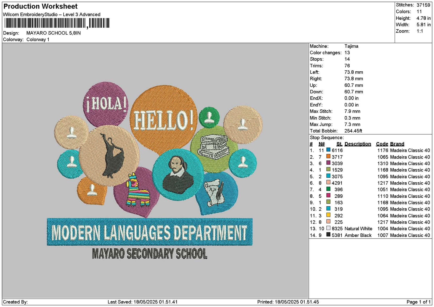 Mayarotext Embroidery File 6 sizes