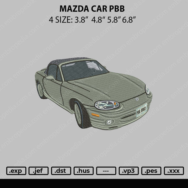 Mazda Car Embroidery File 4 size