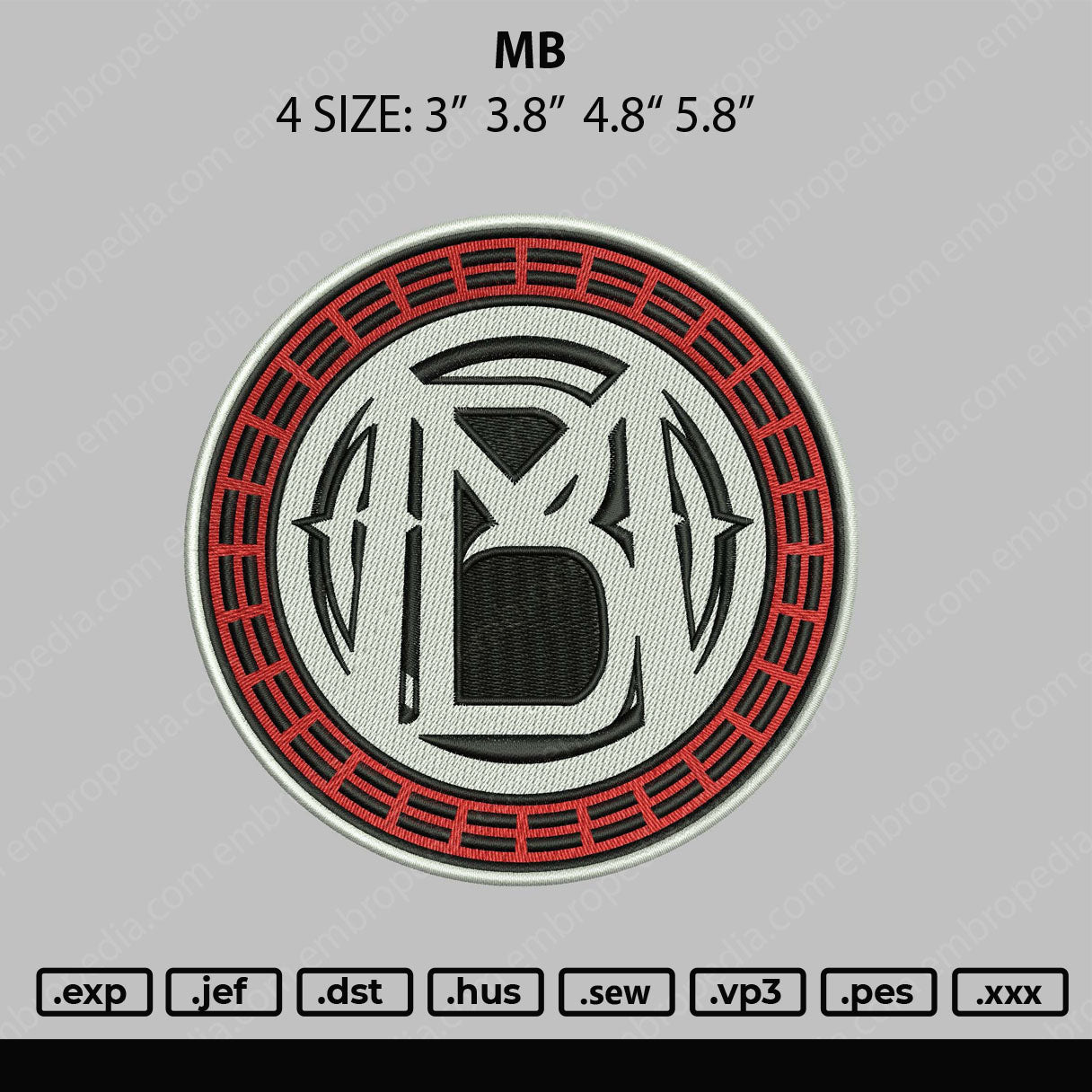 MB Embroidery File 4 size