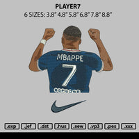 Player7 Embroidery File 6 sizes