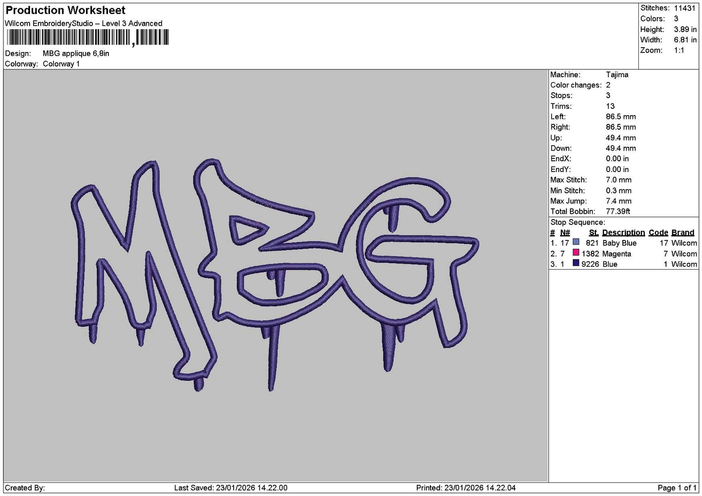 Mbgtext App Embroidery File 6 sizes