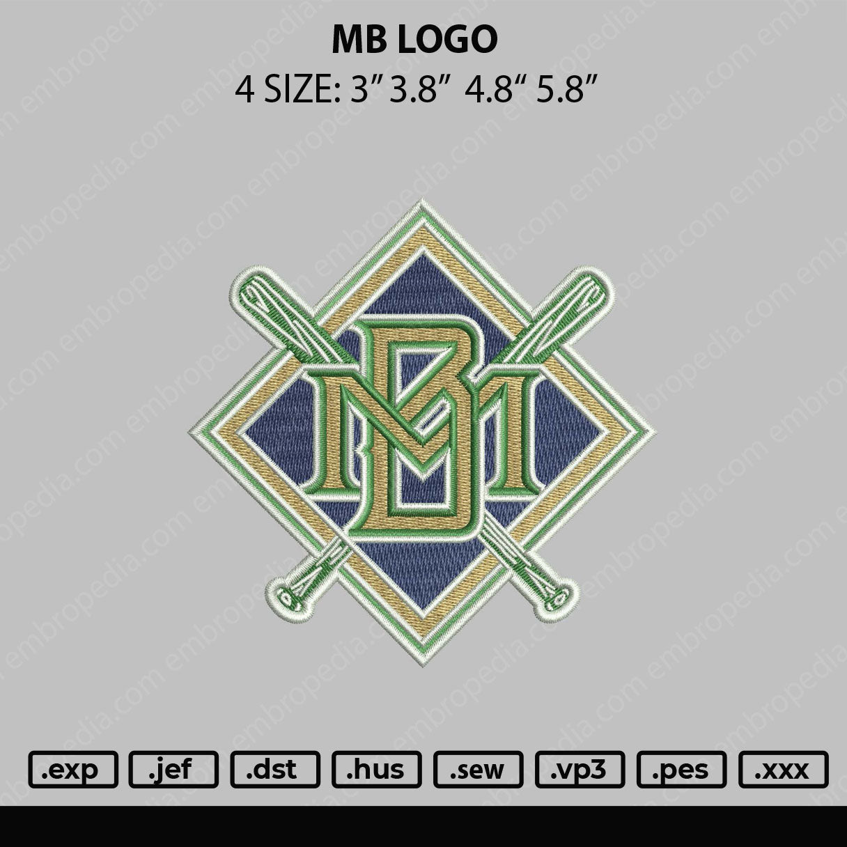 MB Logo Embroidery File 4 sizes