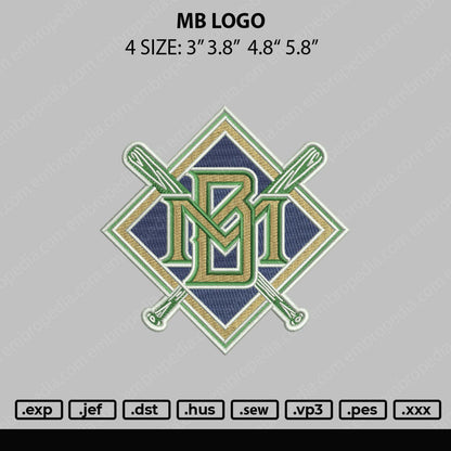 MB Logo Embroidery File 4 sizes