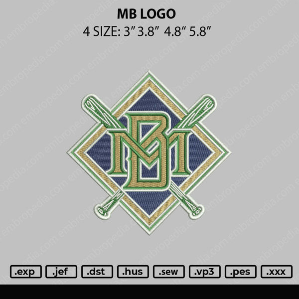 MB Logo Embroidery File 4 sizes