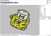 Michigan Wolferine Embroidery File 4 size