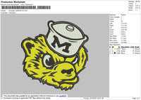 Michigan Wolferine Embroidery File 4 size
