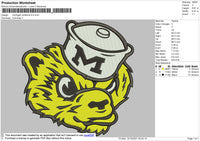 Michigan Wolferine Embroidery File 4 size