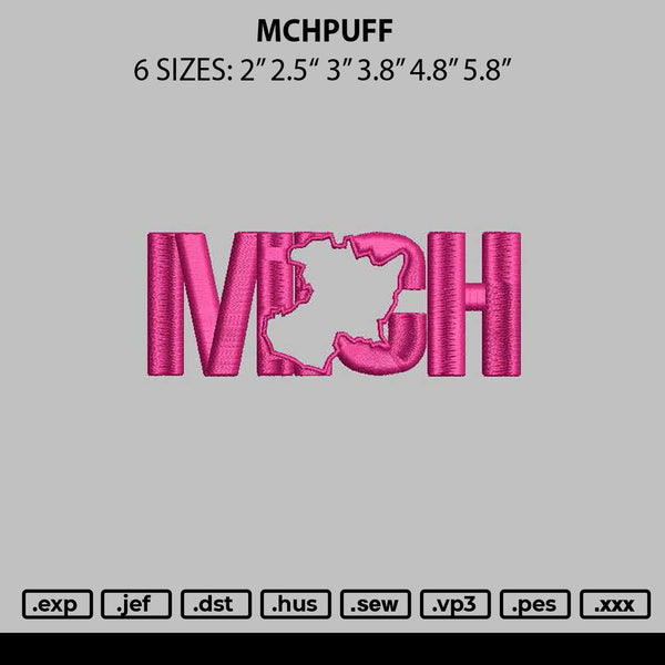 Mchpuff Embroidery File 6 sizes