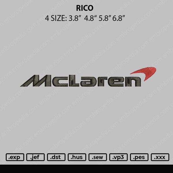 Mclaren Logo Embroidery File 4 size