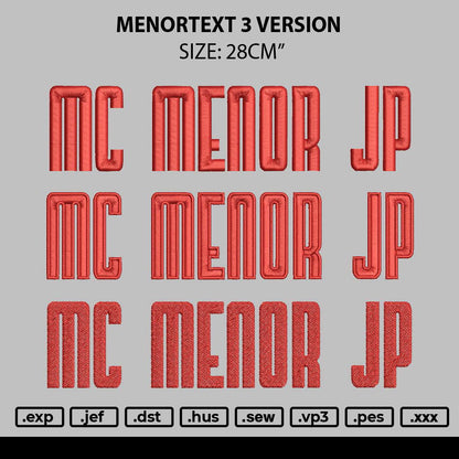 Menortext 3 Version Embroidery File