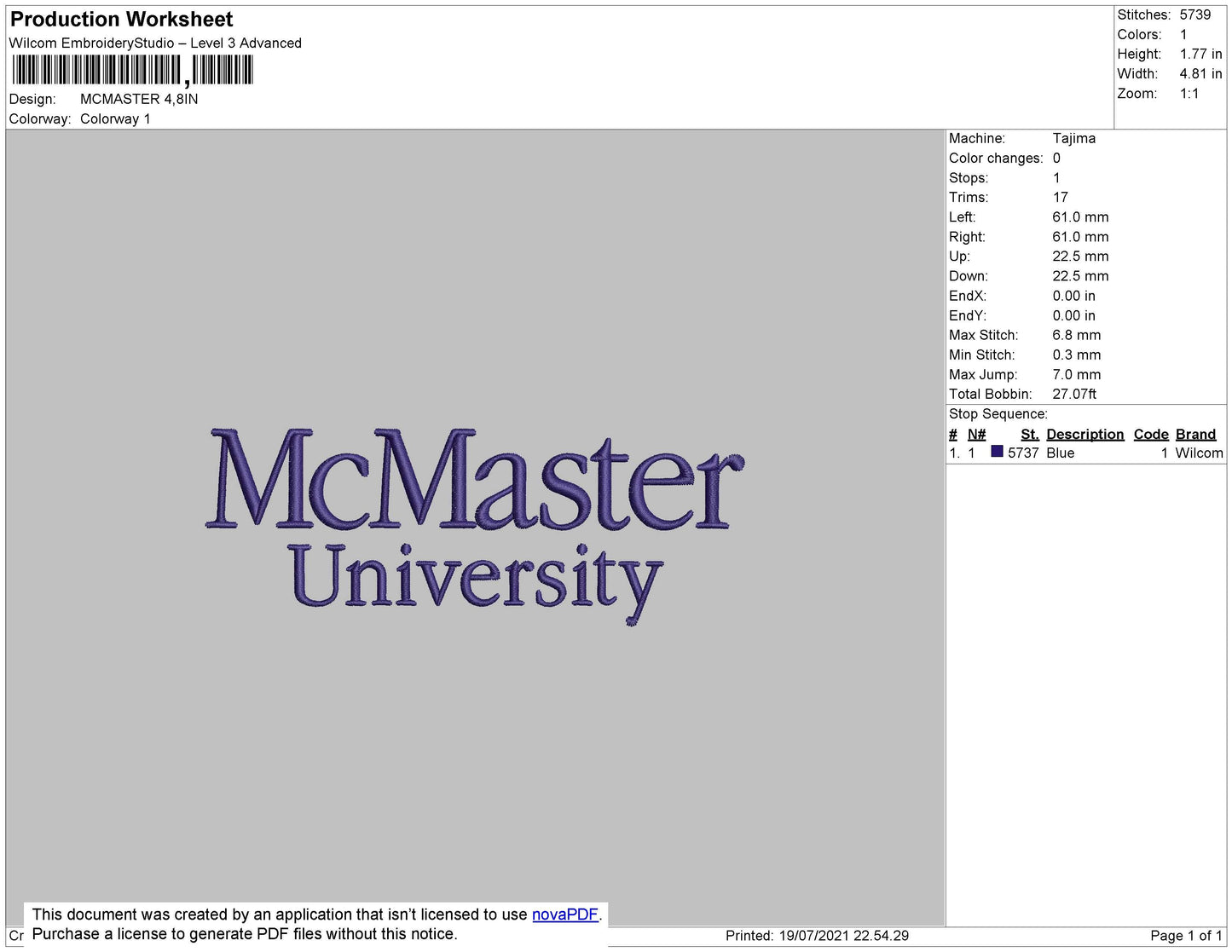 McMaster University Embroidery File 4 size