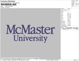 McMaster University Embroidery File 4 size