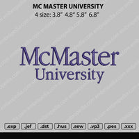 McMaster University Embroidery File 4 size