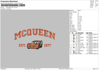 Mcqueen 77 Embroidery File 6 sizes