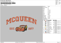 Mcqueen 77 Embroidery File 6 sizes