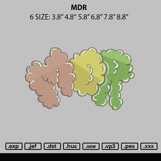 Mdr Embroidery File 6 sizes