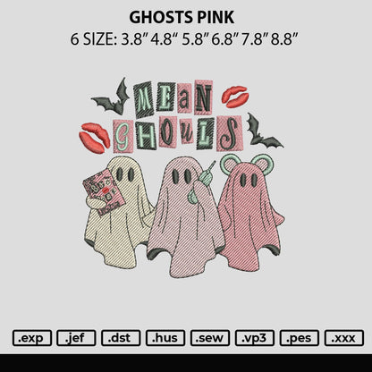 Ghosts Pink Embroidery File 6 sizes