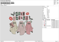 Ghosts Pink Embroidery File 6 sizes