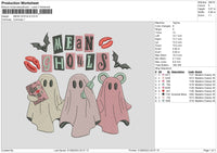 Ghosts Pink Embroidery File 6 sizes